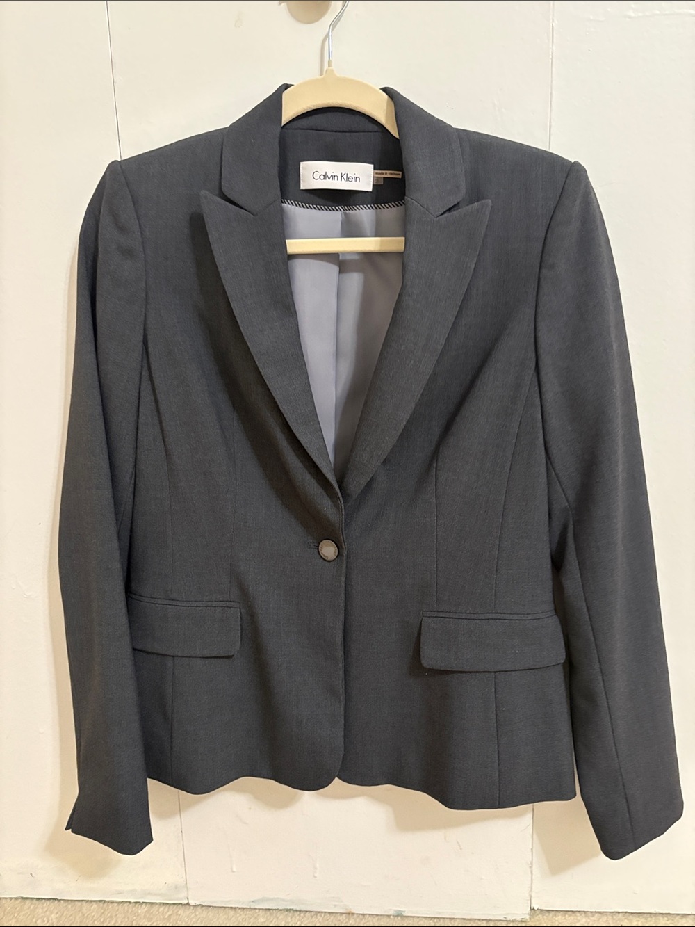 Calvin Klein Women's Charcoal Single-Button Blazer